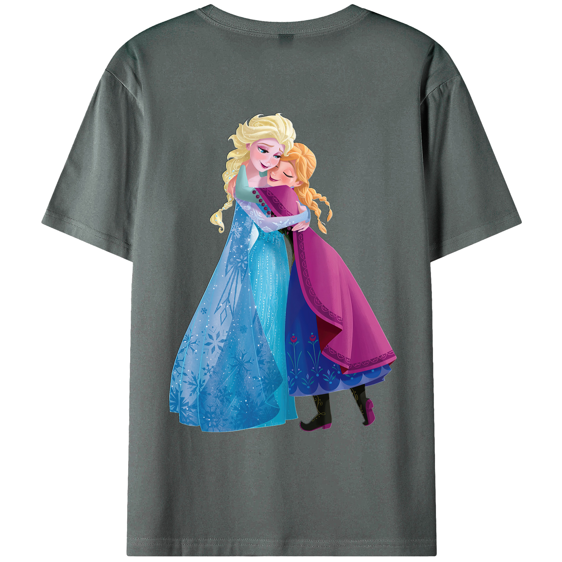 （画像用） アナと雪の女王 アンナ エルサ Frozen Anna Elsa 綿100％ メンズ半袖Tシャツ（バックプリント） 通気性